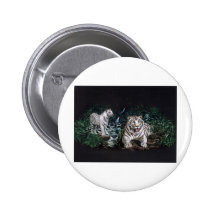 White Tiger Magical Jungle Button