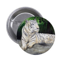 White Tiger painting by Ben Jones Buttons