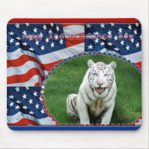 White Tiger Patriotic Mousepad