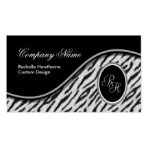 White Tiger Print Monogram S Business Cards ~ Bl