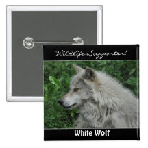 White Timber Wolf Wildlife ID pin