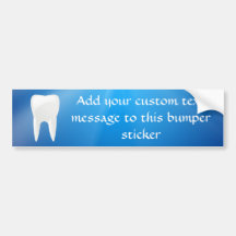 White Tooth on Blue Background Bumper Stickers