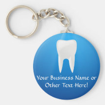 White Tooth on Blue Background Key Chain
