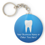 White Tooth on Blue Background keychains