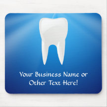 White Tooth on Blue Background Mouse Pads