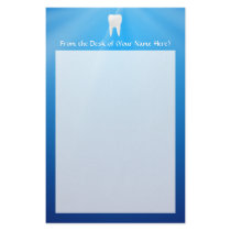 White Tooth on Blue Background Stationery Design