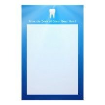 White Tooth on Blue Background Stationery Design