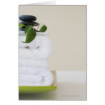 White towels and spa stones greeting card