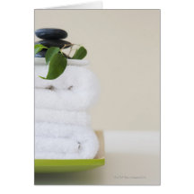 White towels and spa stones greeting card