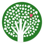 White Tree Silhouette with Heart Leaf stickers