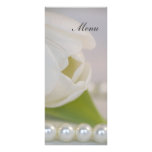 White Tulip and Pearls Wedding Menu Custom Rack Card