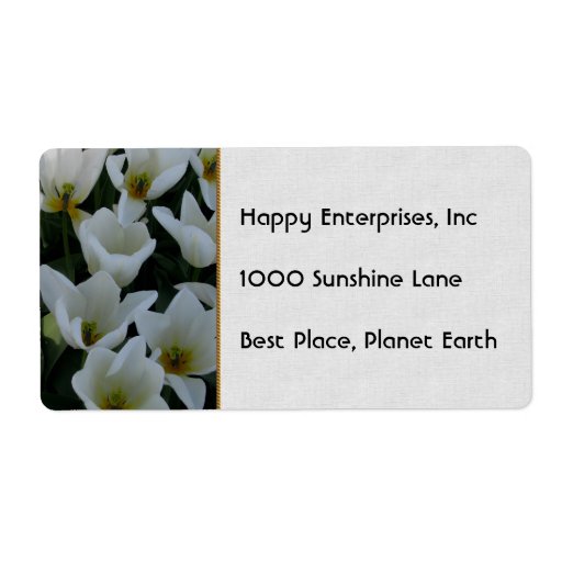 White Tulips Personalized Shipping Label