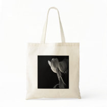 White Tulips Photo On Black Background Bag