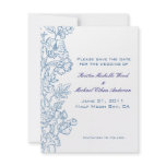 White/Turquoise Floral Save the Date Personalized Announcements