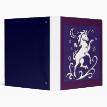 White Unicorn at Night Avery Binder