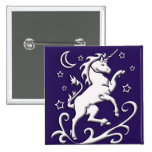 White Unicorn at Night Button