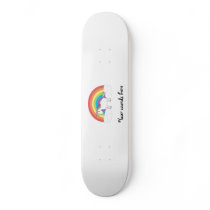 White unicorn on rainbow and clouds skateboard