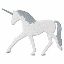 White Unicorn with Purple Fantasy Design Embroidered Shirt