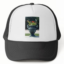White Urn with fauns and begonias - Versailles, Fr Mesh Hats