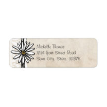 White Vintage Daisy Wedding Address Labels