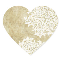 White Vintage Floral Envelope Seal Heart Sticker
