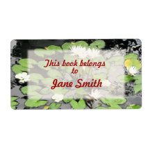 White waterlilies reflection custom shipping label