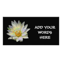 White waterlily with enamel special effect photo card template