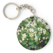 white Wax Begonia (Begonia) flowers Keychains
