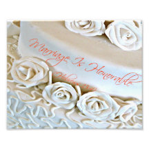 White wedding cake with Hebrews Bible verse Photo Print