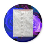 White Wedding Gown Blue Purple Roses Magnet
