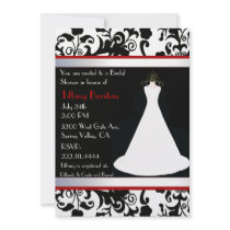 White Wedding Gown Bridal Shower Invitation