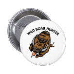 White Wild Boar Hunter Pinback Button