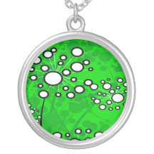 White Wildflowers on Green Pendants