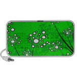 White Wildflowers on Green Portable Speakers