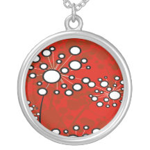 White Wildflowers on Red Products Custom Necklace