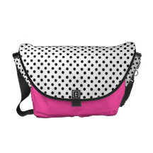 White With Black Polka-Dot: Messenger Bag