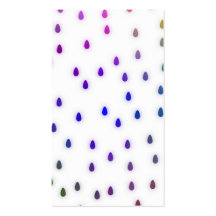 White with rainbow colour rain drops. business card