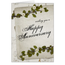 White Wood Happy Anniversary Card