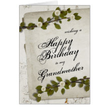 White Wood Happy Birthday Grandmother Card