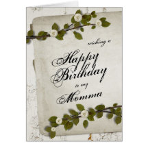 White Wood Happy Birthday Momma Card