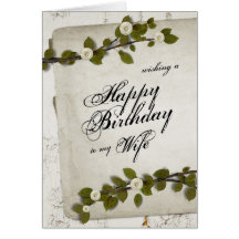 White Wood Happy Birthday Wife Card