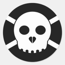White X-Skull Sicker Round Stickers