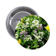 White, Yellow and Lavender Wild Flowers Button