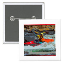 Whitewater Kayaking Pinback Buttons