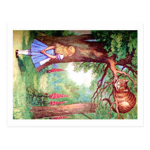 "WHO ARE YOU?" THE CHESHIRE CAT ASKS ALICE. POSTCARDS