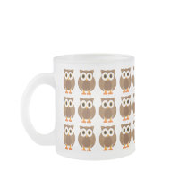 Who? Mr. Brown Owl Cartoon Frosted Mug
