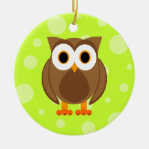 Who? Mr. Brown Owl Green Background Christmas Tree Ornament
