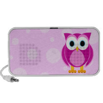 Who? Mrs. Pink Owl Pink Bubble Background Pc Speakers