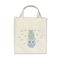 Whoo Loves You Organic Grocery Tote Canvas Bags