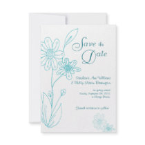 Whoopsie Daisy Simple Aqua Blue Save the Date Invitations